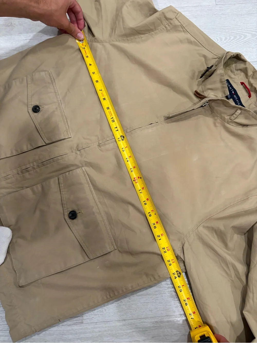 Tommy Hilfiger Vintage Men’s Tan Khaki Motorcycle Full Zip Up Jacket Size L